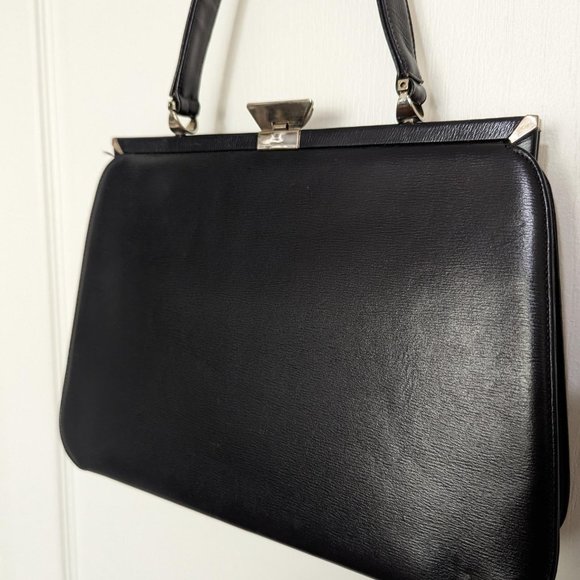 Normandie Vintage Leather Satchel Purse Handbag - Picture 2 of 7